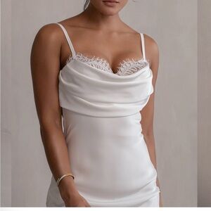 IVORY UNVEILED SATIN MAXI DRESS